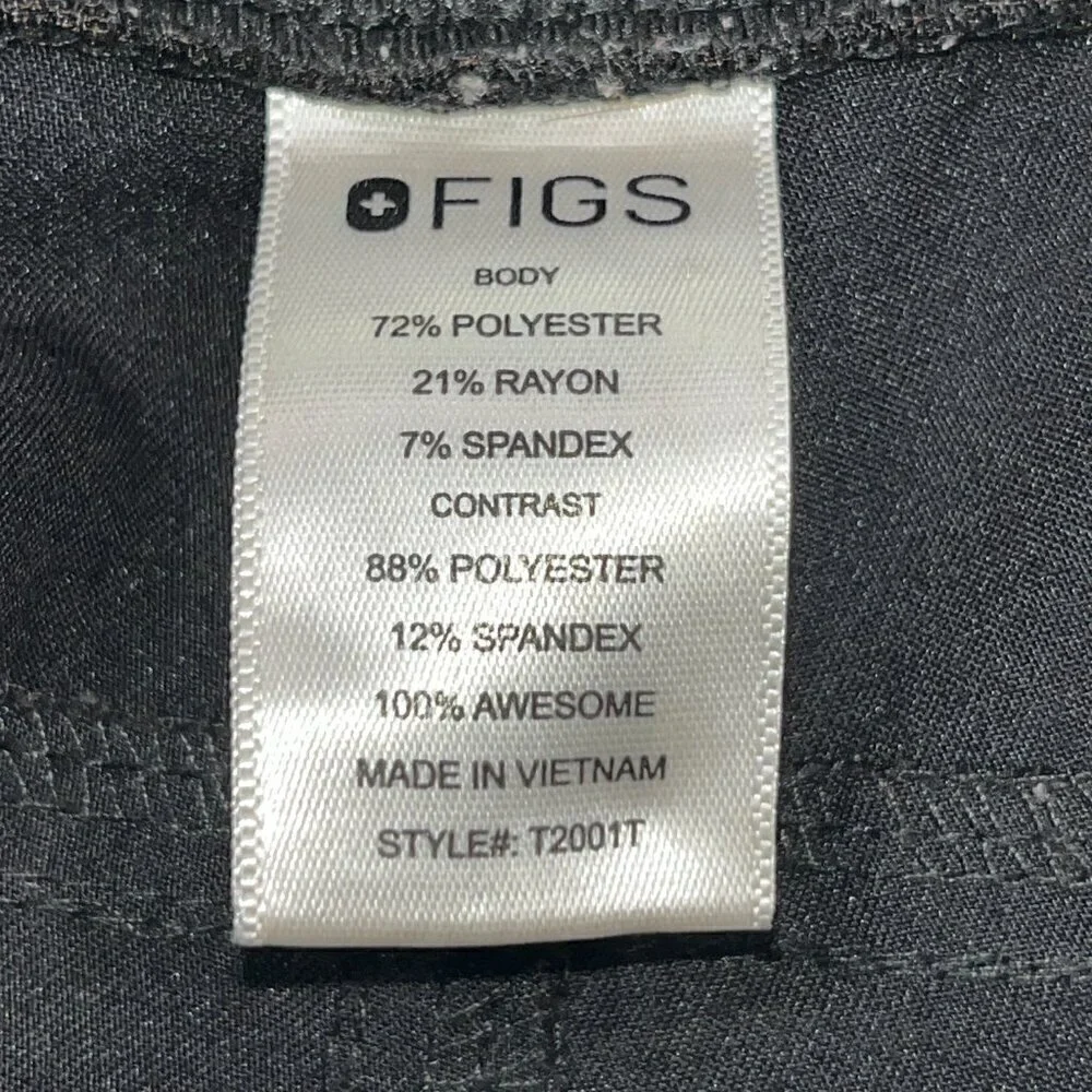 FIGS Technical Limited Edition Slim Axim Cargo Scrub Pants Black Men's XS Tall